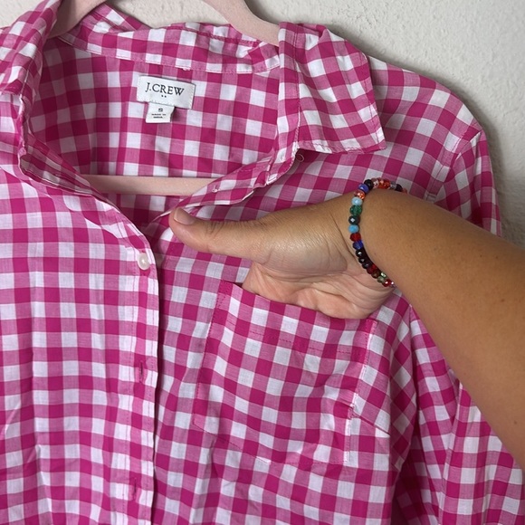 J. Crew Gingham Pink White Button Down Shirt 100% Cotton size Small - Picture 5 of 10
